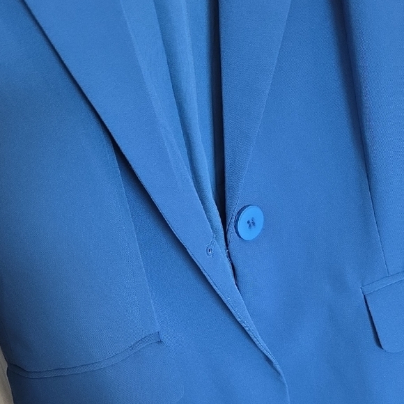 Chic Blue Single-Button Blazer - Picture 3 of 6